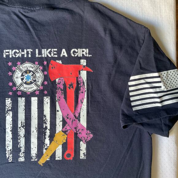 Port & Company Men Short Sleeve Tshirt size M,Blue,Fight Like A Girl Fire Rescue - Picture 8 of 9